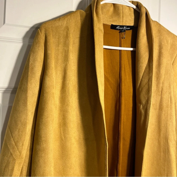 Alice Blue Cardigan Duster Animal Print Faux Suede Texture Open Front Size M - Picture 3 of 10